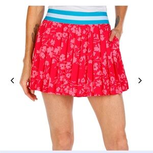 PGA Tour Women's Active Two Tone Floral Pleated tennis skirt xsmall